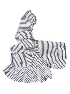 Future Collective Striped One-Shoulder Ruffle Crop Top – Asymmetrical Peplum